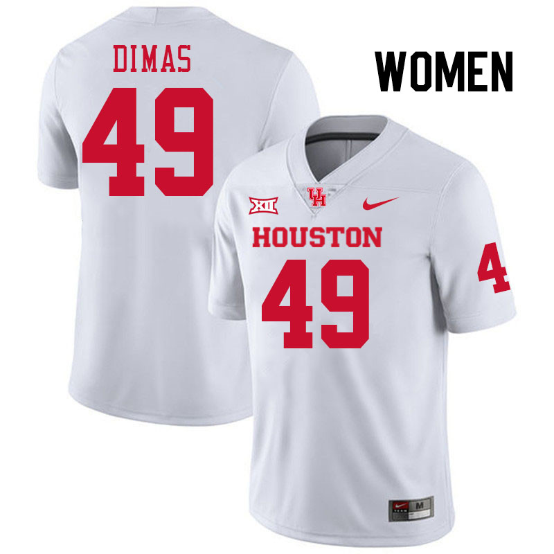 Women #49 Jonathan Dimas Houston Cougars College Football Jerseys Stitched-White